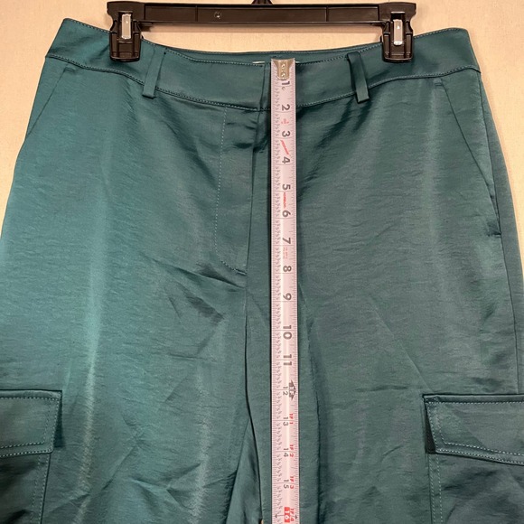 LOFT High Rise Satin‎ Feel Cargo Ankle Pants Trousers Teal Green - Size 8 - Picture 8 of 9